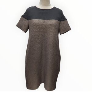 Hache Brown Zip Shift Dress, Virgin Wool, Size  (US) Large 8/10 (IT) 44, Pockets